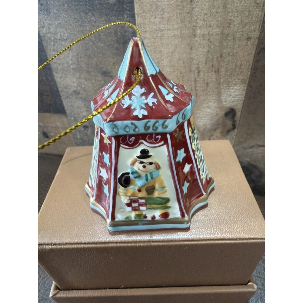 Villeroy & Boch Porcelain Christmas Bell Circus Carousel Clown Ornament 1989 Vtg